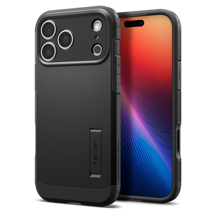 Telefono dėklas iPhone 17 Pro Max juodas MagSafe Spigen Tough Armor