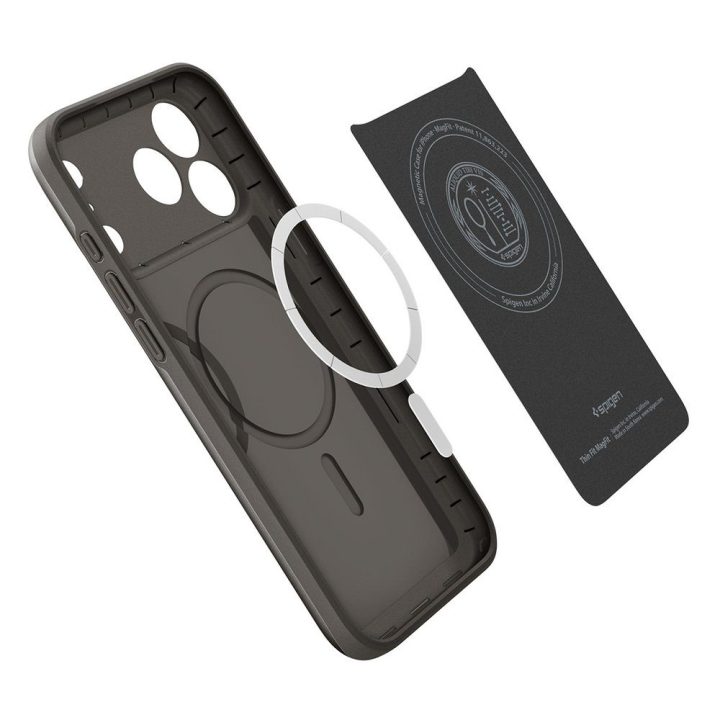 Telefono dėklas iPhone 17 Pro pilkas MagSafe Spigen Thin Fit