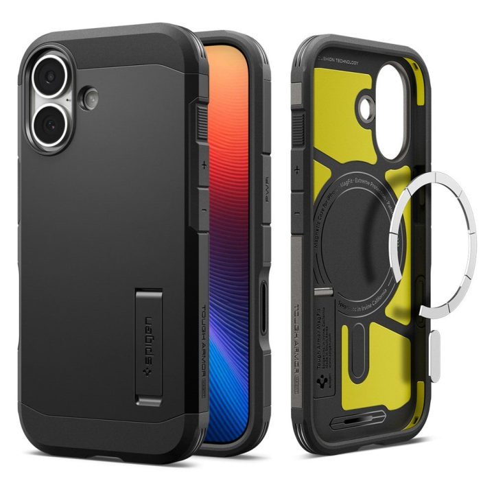 Telefono dėklas iPhone 17 juodas MagSafe Spigen Tough Armor
