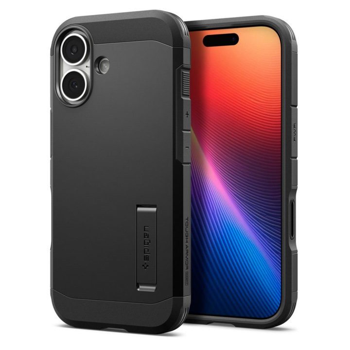 Telefono dėklas iPhone 17 juodas MagSafe Spigen Tough Armor