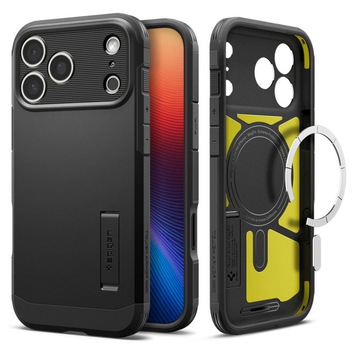 Telefono dėklas iPhone 17 Pro juodas MagSafe Spigen Tough Armor