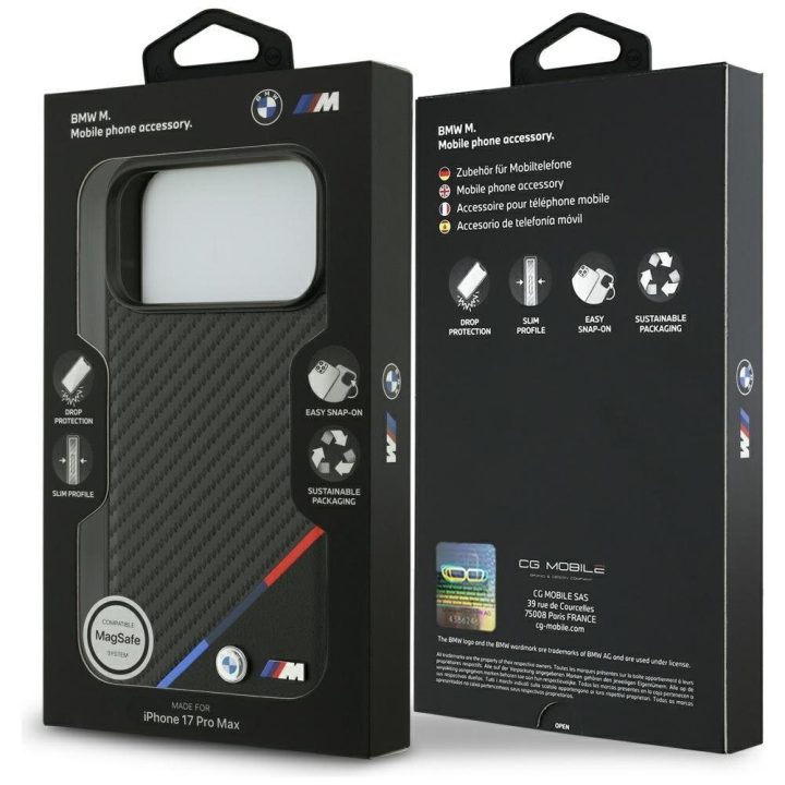 Telefono dėklas iPhone 17 Pro Max juodas MagSafe BMW M Carbon