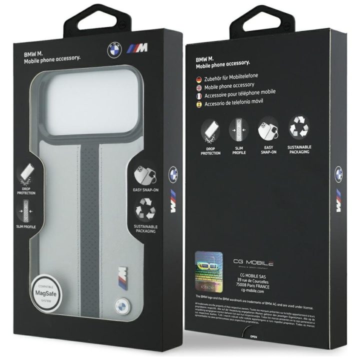 Telefono dėklas iPhone 17 Pro Max pilkas MagSafe BMW M