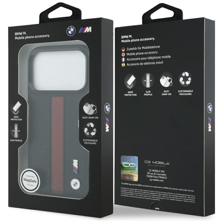 Telefono dėklas iPhone 17 Pro juodas bordo MagSafe BMW M