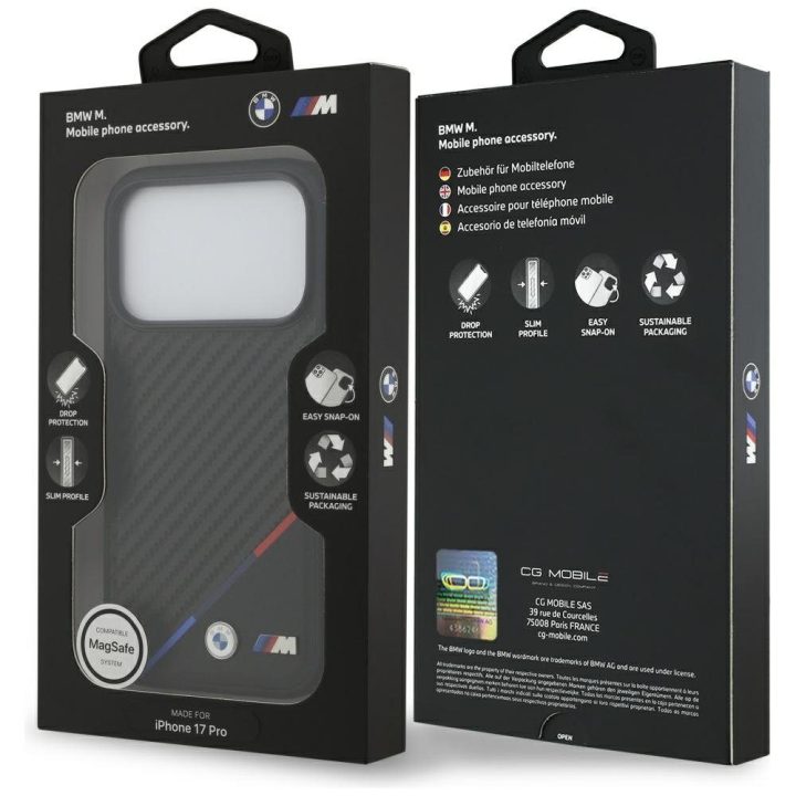 Telefono dėklas iPhone 17 Pro juodas MagSafe BMW M Carbon