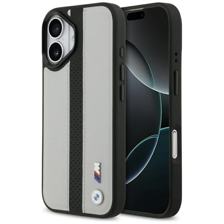 Telefono dėklas iPhone 17 pilkas perforuotas MagSafe BMW M