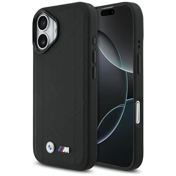 Telefono dėklas iPhone 17 juodas dygsniuotas MagSafe BMW M
