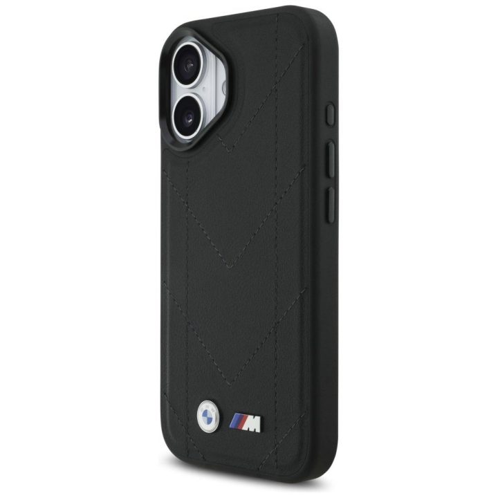 Telefono dėklas iPhone 17 juodas dygsniuotas MagSafe BMW M