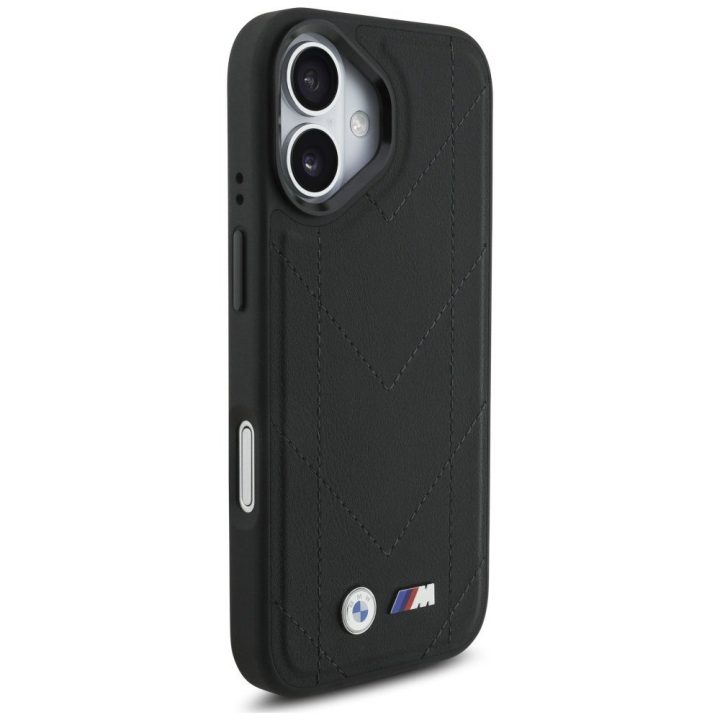 Telefono dėklas iPhone 17 juodas dygsniuotas MagSafe BMW M