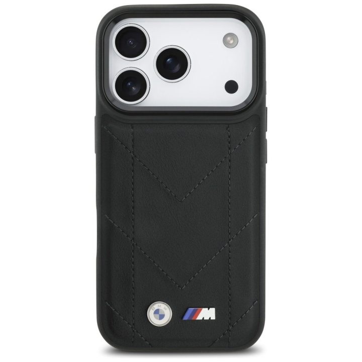 Telefono dėklas iPhone 17 Pro juodas odinis MagSafe BMW M