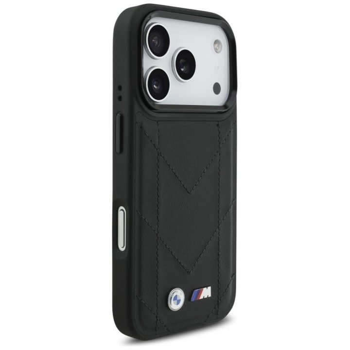 Telefono dėklas iPhone 17 Pro juodas odinis MagSafe BMW M