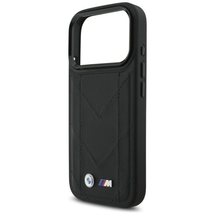 Telefono dėklas iPhone 17 Pro juodas odinis MagSafe BMW M