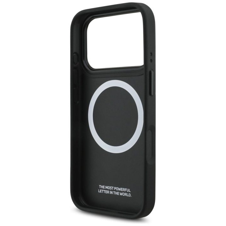 Telefono dėklas iPhone 17 Pro juodas odinis MagSafe BMW M
