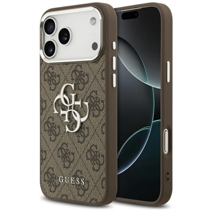 Telefono dėklas iPhone 17 Pro Max rudas margintas Guess