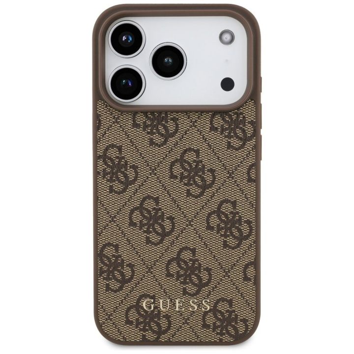 Telefono dėklas iPhone 17 Pro rudas margintas Guess