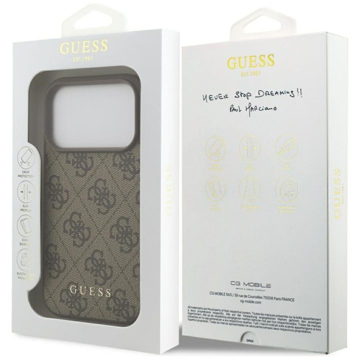 Telefono dėklas iPhone 17 Pro rudas margintas Guess