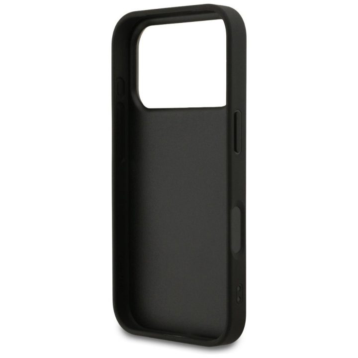 Telefono dėklas iPhone 17 Pro juodas tekstilinis Guess