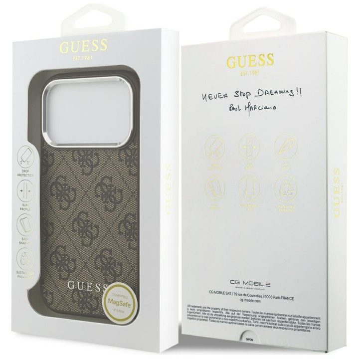 Telefono dėklas iPhone 17 Pro Max rudas MagSafe Guess