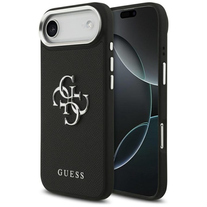 Telefono dėklas iPhone 17 Air juodas tekstūrinis Guess