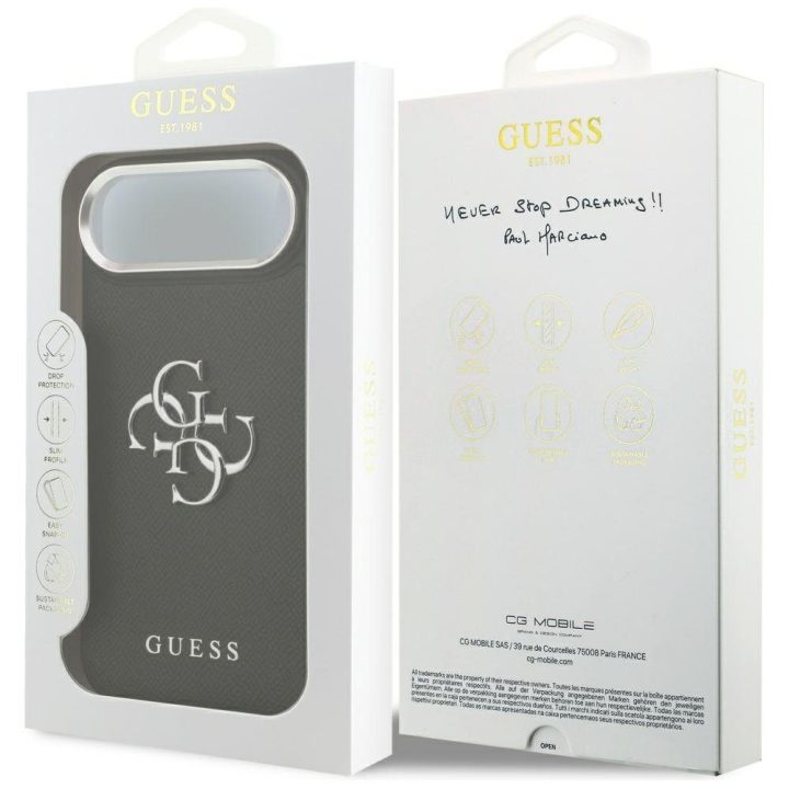Telefono dėklas iPhone 17 Air juodas tekstūrinis Guess