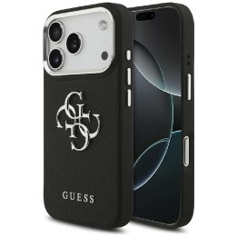 Telefono dėklas iPhone 17 Pro juodas grublėtas Guess