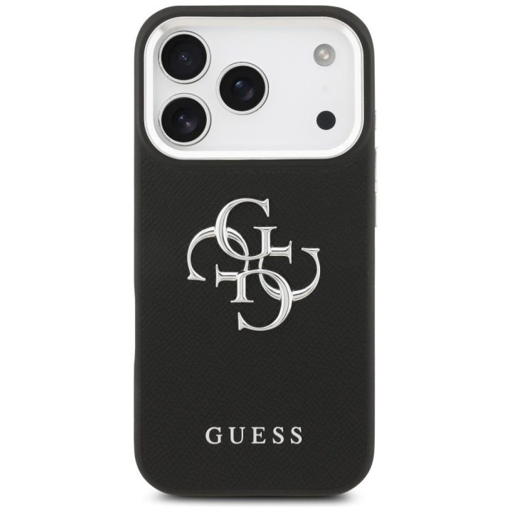 Telefono dėklas iPhone 17 Pro juodas grublėtas Guess