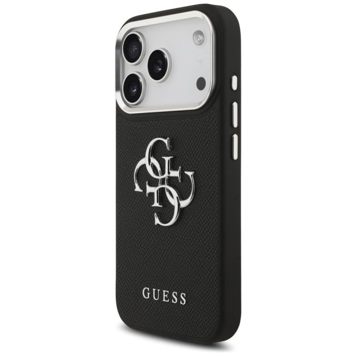 Telefono dėklas iPhone 17 Pro juodas grublėtas Guess