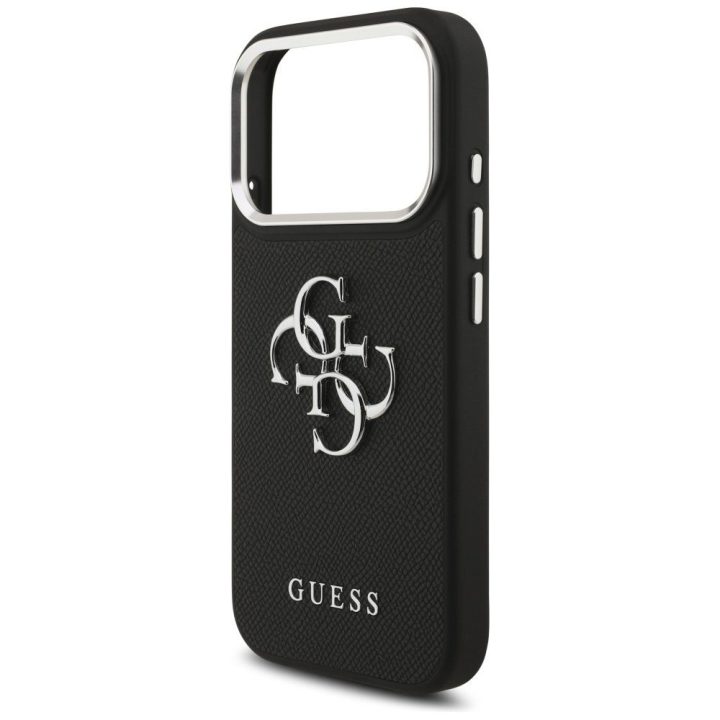 Telefono dėklas iPhone 17 Pro juodas grublėtas Guess