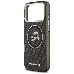 Telefono dėklas iPhone 17 Pro Max juodas blizgus MagSafe Karl Lagerfeld