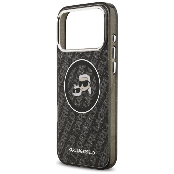 Telefono dėklas iPhone 17 Pro Max juodas blizgus MagSafe Karl Lagerfeld