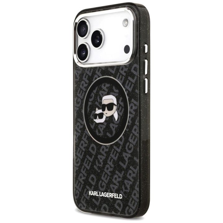 Telefono dėklas iPhone 17 Pro Max juodas blizgus MagSafe Karl Lagerfeld