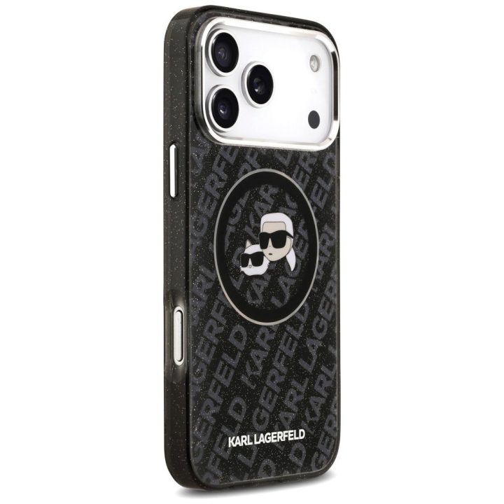 Telefono dėklas iPhone 17 Pro Max juodas blizgus MagSafe Karl Lagerfeld