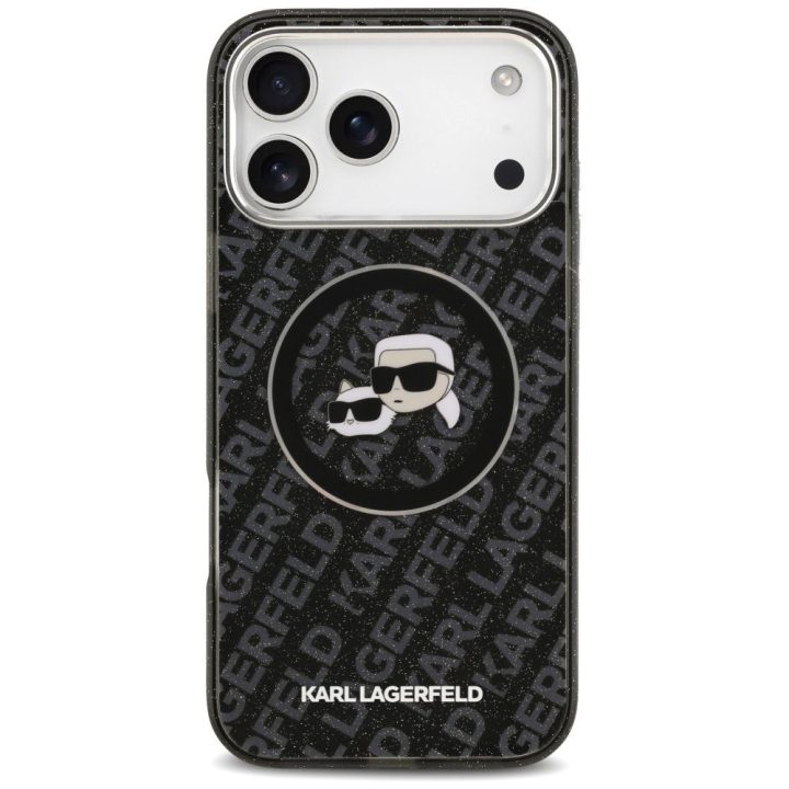 Telefono dėklas iPhone 17 Pro Max juodas blizgus MagSafe Karl Lagerfeld