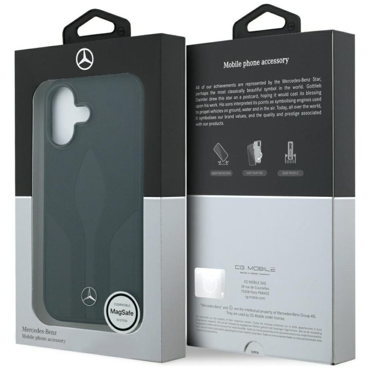 Telefono dėklas iPhone 17 juodas oda MagSafe Mercedes