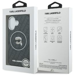 Telefono dėklas iPhone 17 Karl Lagerfeld IML Karl Head Logo MagSafe, juodas