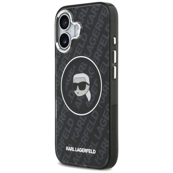 Telefono dėklas iPhone 17 Karl Lagerfeld IML Karl Head Logo MagSafe, juodas