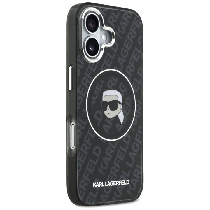 Telefono dėklas iPhone 17 Karl Lagerfeld IML Karl Head Logo MagSafe, juodas