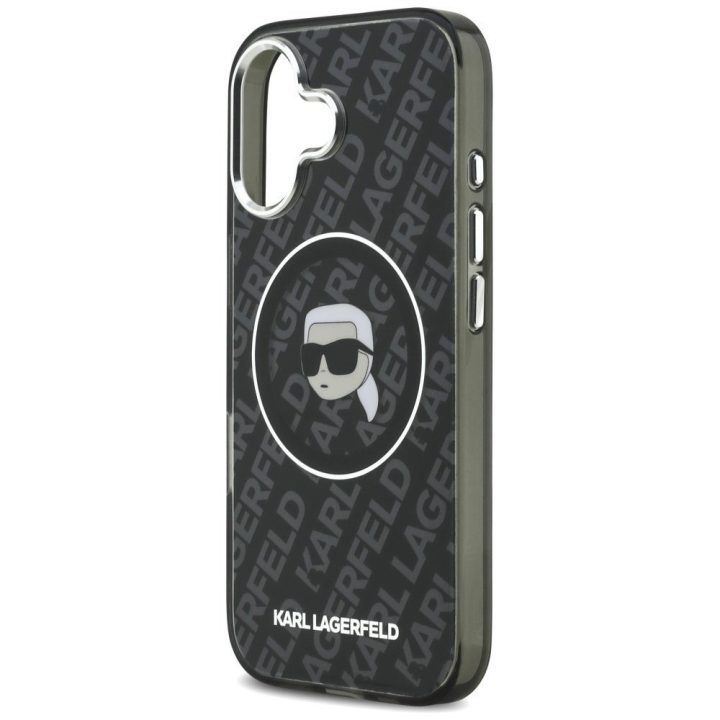 Telefono dėklas iPhone 17 Karl Lagerfeld IML Karl Head Logo MagSafe, juodas