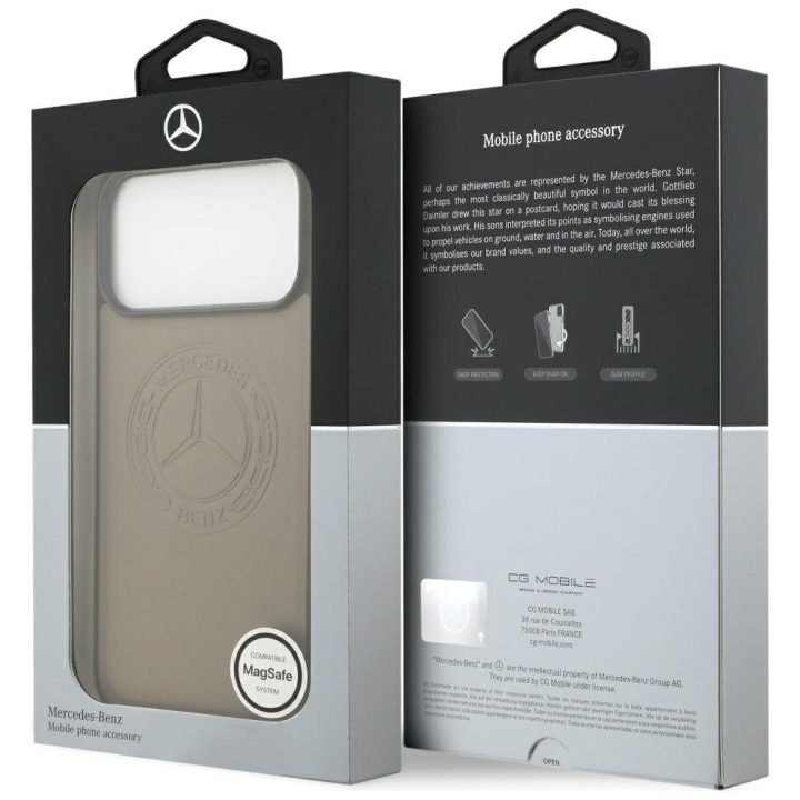 Telefono dėklas iPhone 17 Pro Max smėlio spalvos MagSafe Mercedes-Benz