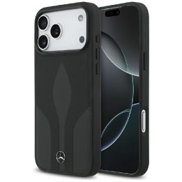 Telefono dėklas iPhone 17 Pro Max juodas oda MagSafe Mercedes