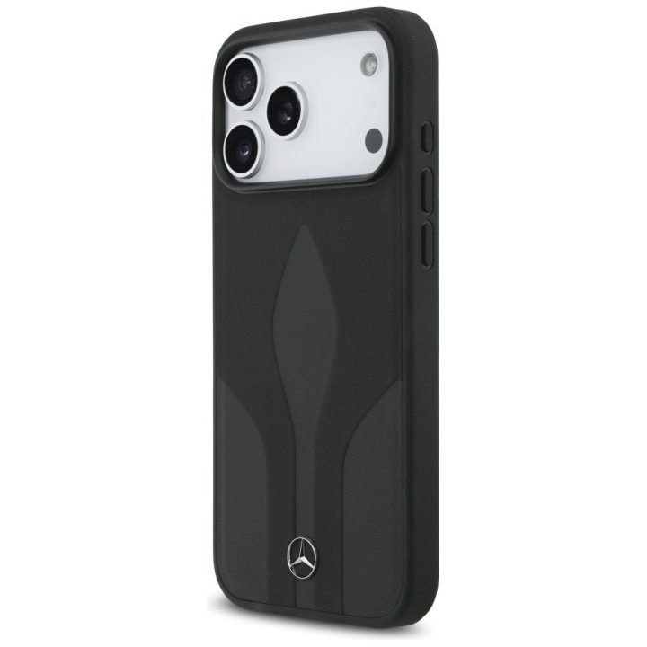 Telefono dėklas iPhone 17 Pro Max juodas oda MagSafe Mercedes