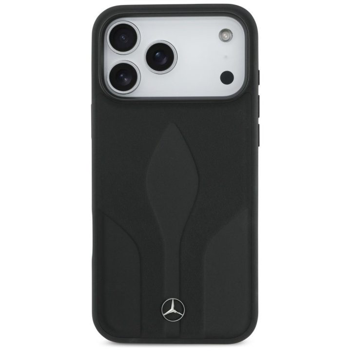 Telefono dėklas iPhone 17 Pro Max juodas oda MagSafe Mercedes