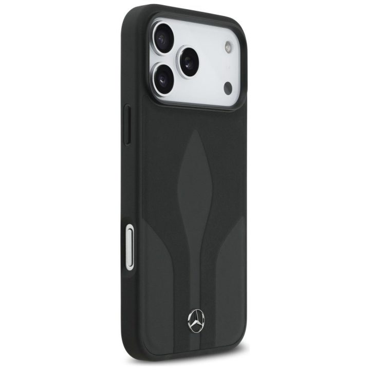 Telefono dėklas iPhone 17 Pro Max juodas oda MagSafe Mercedes