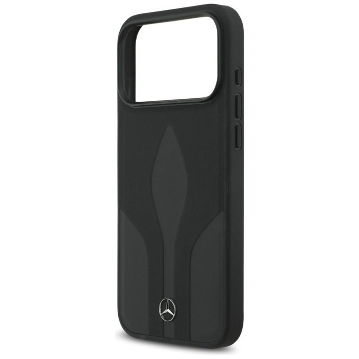 Telefono dėklas iPhone 17 Pro Max juodas oda MagSafe Mercedes