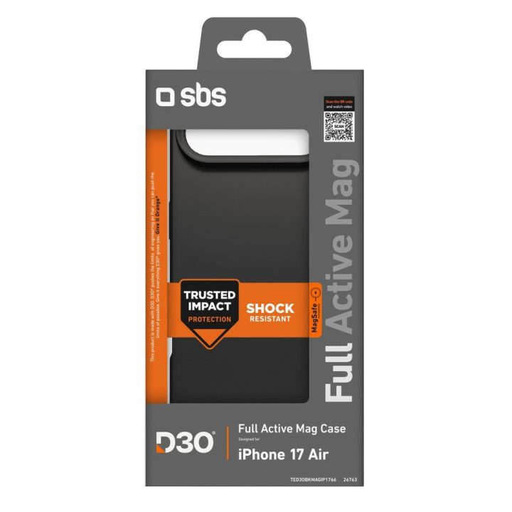Telefono dėklas iPhone 17 Air juodas MagSafe D3O SBS