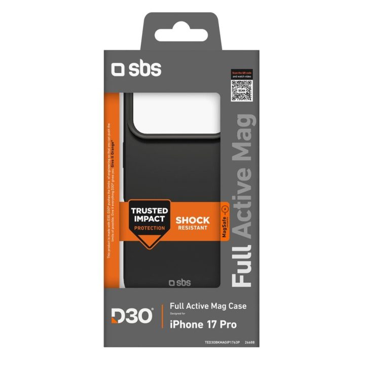 Telefono dėklas iPhone 17 Pro juodas MagSafe D3O SBS