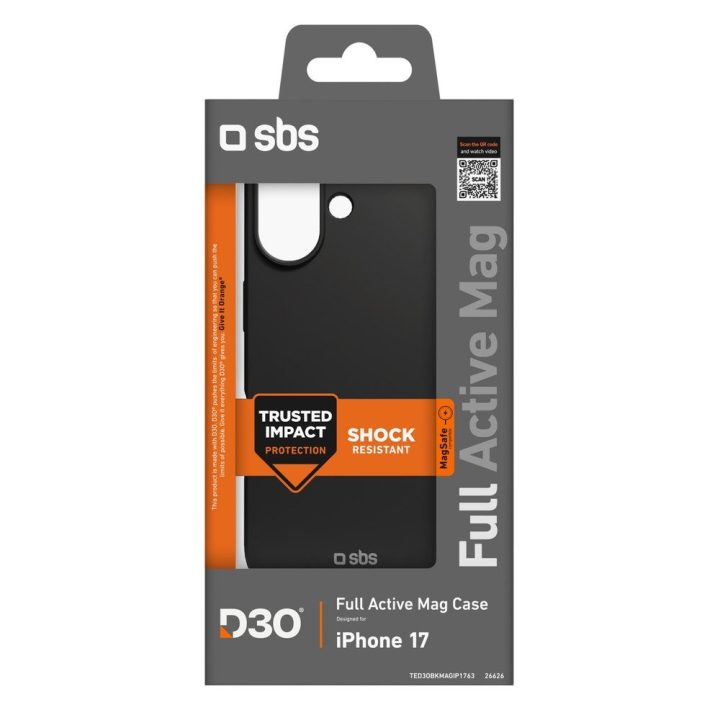 Telefono dėklas iPhone 17 juodas MagSafe D3O SBS