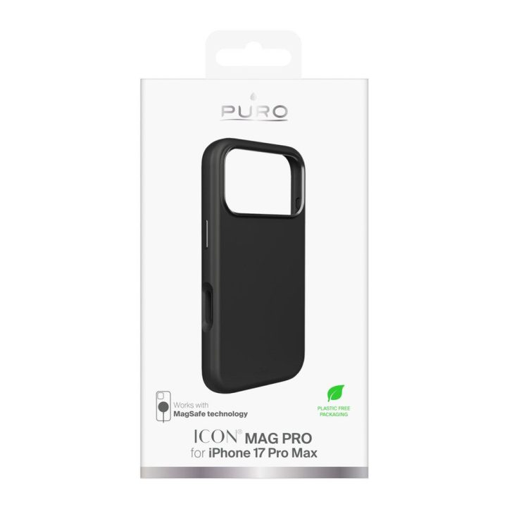 Telefono dėklas iPhone 17 Pro Max juodas silikoninis MagSafe Pure Icon