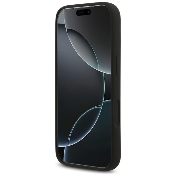 Telefono dėklas iPhone 17 Pro juodas silikoninis MagSafe Karl Lagerfeld