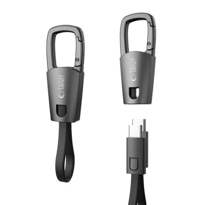 USB-C laidas su raktų pakabuku 60 W pilkas